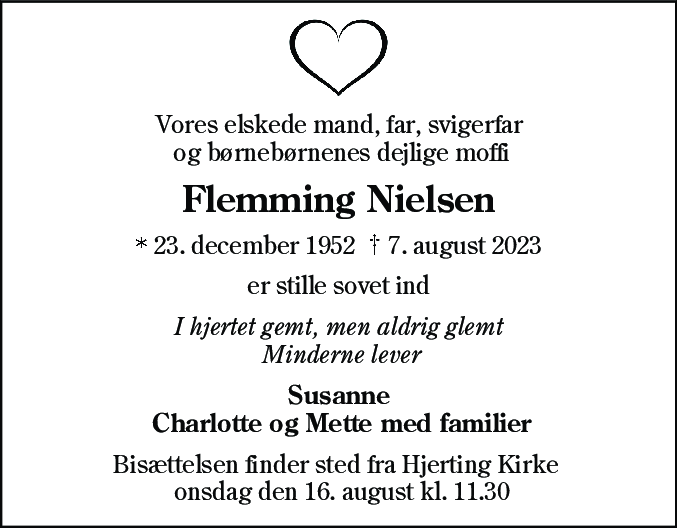 Dødsannonce for Flemming Nielsen