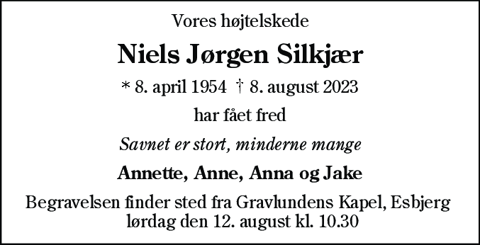 Dødsannonce for Niels Jørgen Silkjær