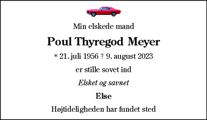 Dødsannonce for Poul Thyregod Meyer