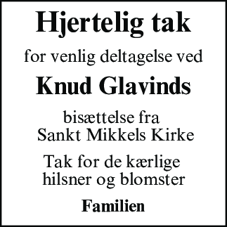 Dødsannonce for Knud Glavind
