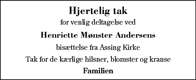 Dødsannonce for Mary Henriette Andersen