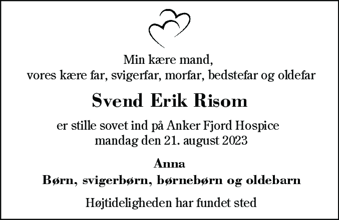 Dødsannonce for Svend Erik Risom Pedersen