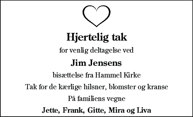 Dødsannonce for Jim Jensen