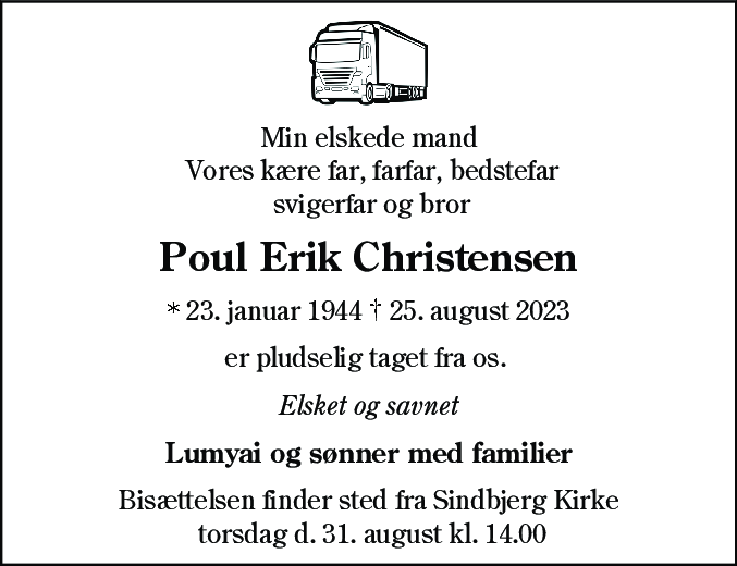 Dødsannonce for Poul Erik Christensen