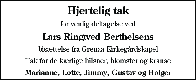 Dødsannonce for Lars Ringtved Berthelsen