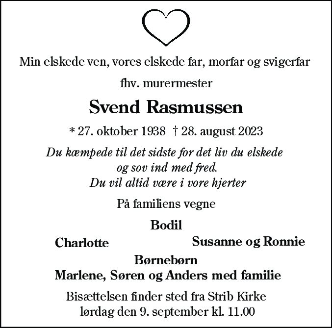 Dødsannonce for Svend Georg Rasmussen