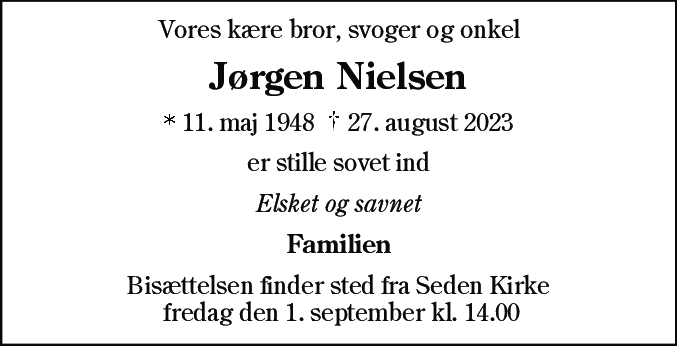 Dødsannonce for Jørgen Nielsen