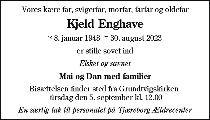 Dødsannonce for Kjeld Enghave