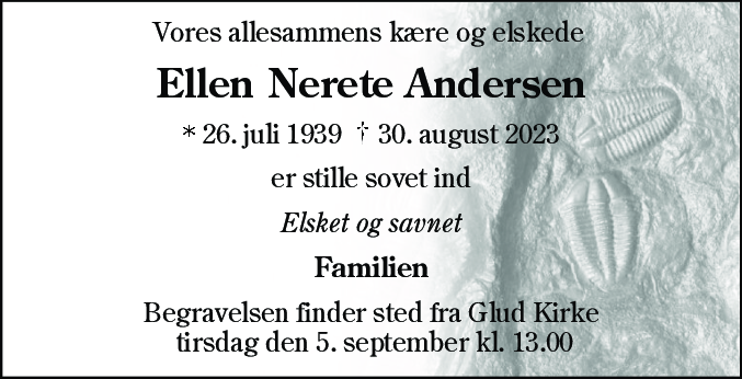 Dødsannonce for Ellen Nerete Andersen