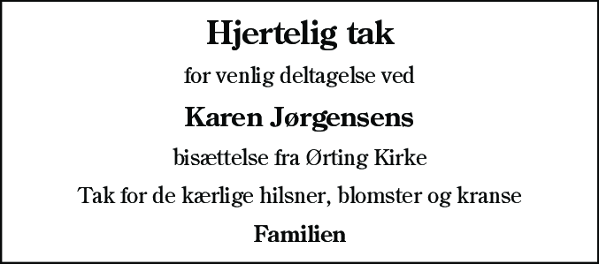 Dødsannonce for Karen Jørgensen
