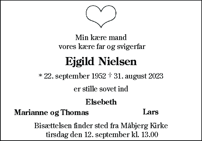 Dødsannonce for Ejgild Nielsen