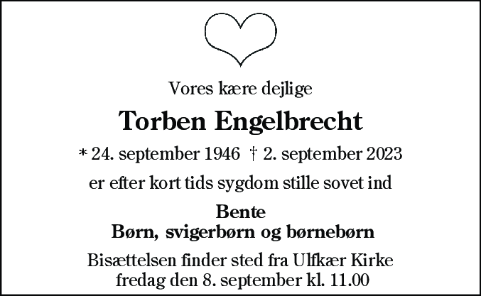 Dødsannonce for Torben Engelbrecht