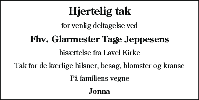 Dødsannonce for Tage Jeppesen