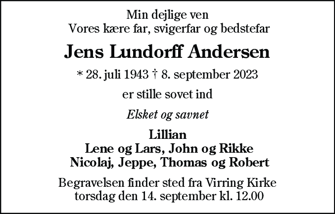 Dødsannonce for Jens Lundorff Andersen