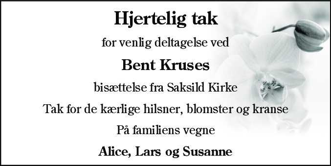 Dødsannonce for Bent Kruse