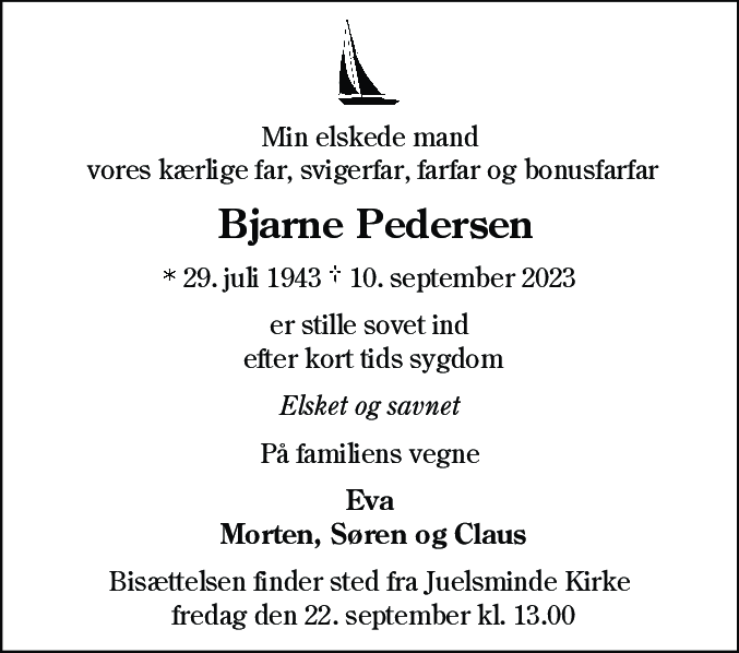 Dødsannonce for Preben Bjarne Pedersen
