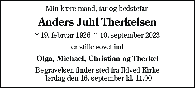 Dødsannonce for Anders Juul Therkelsen