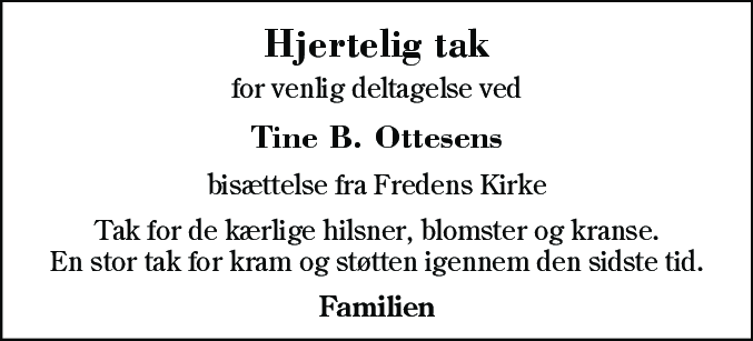 Dødsannonce for Tine Bundsbæk Ottesen