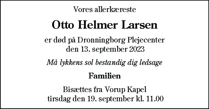 Dødsannonce for Otto Helmer Larsen
