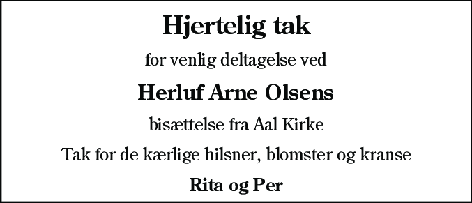 Dødsannonce for Herluf Arne Olsen