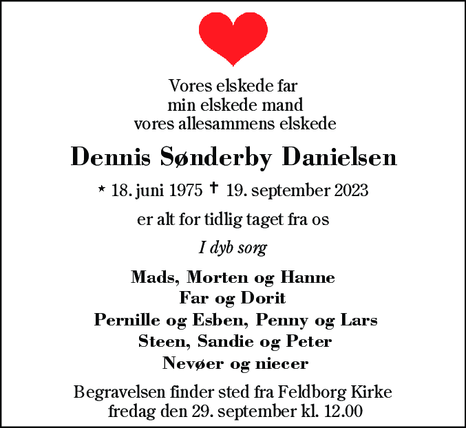 Dødsannonce for Dennis Sønderby Danielsen