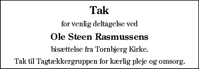 Dødsannonce for Ole Steen Rasmussen