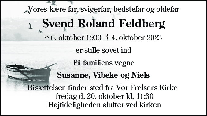 Dødsannonce for Svend Roland Feldberg