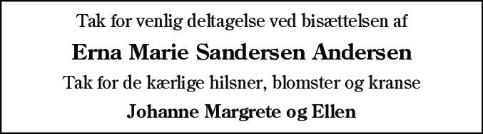 Dødsannonce for Erna Marie Sandersen Andersen