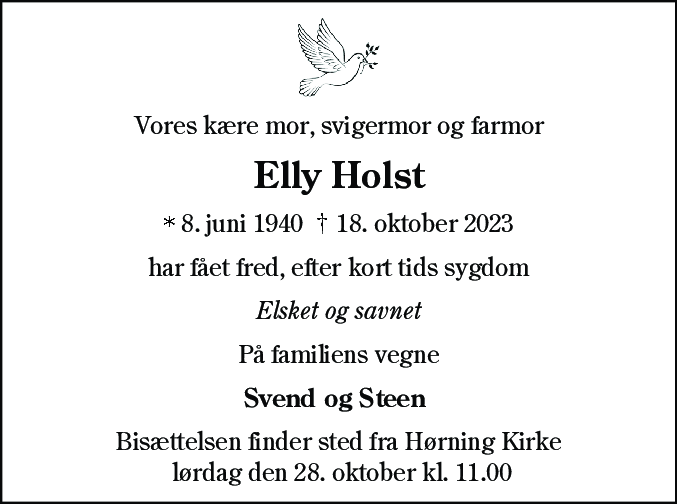 Dødsannonce for Elly Holst