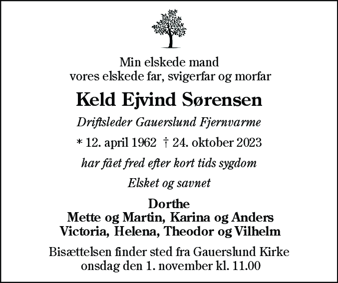Dødsannonce for Keld Ejvind Sørensen