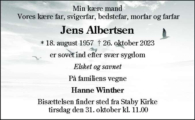 Dødsannonce for Jens Albertsen