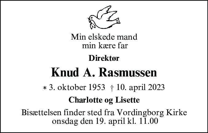 Dødsannonce for Knud Anders Rasmussen