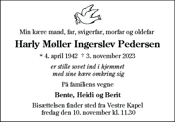 Dødsannonce for Harly Møller Ingerslev Pedersen