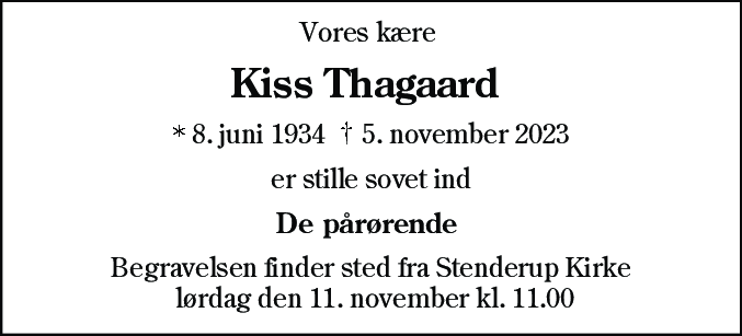 Dødsannonce for Kirsten Marie Refsgård Jensen
