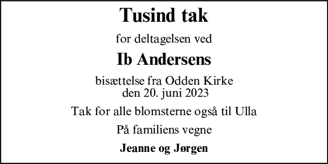 Dødsannonce for Ib Andersen