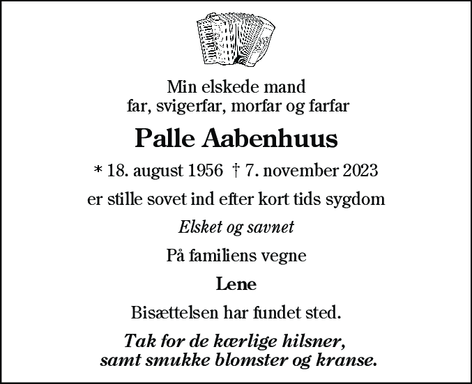 Dødsannonce for Palle Aabenhuus
