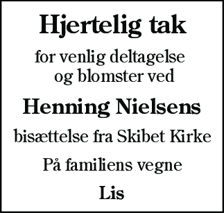 Dødsannonce for Henning Nielsen