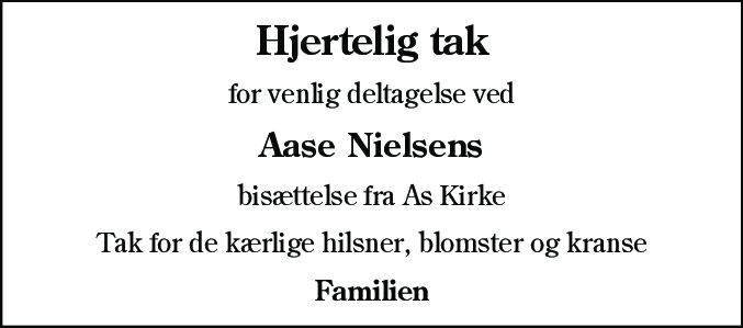 Dødsannonce for Aase Nielsen