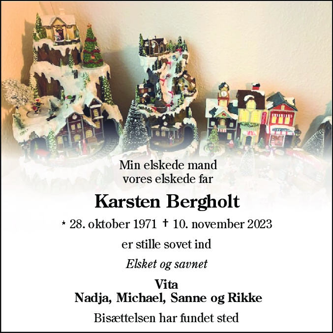 Dødsannonce for Carsten Bergholt