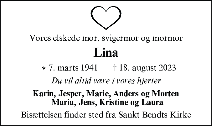 Dødsannonce for Lina Marianne Späth Milling
