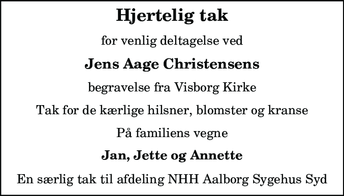 Dødsannonce for Jens Aage Christensen