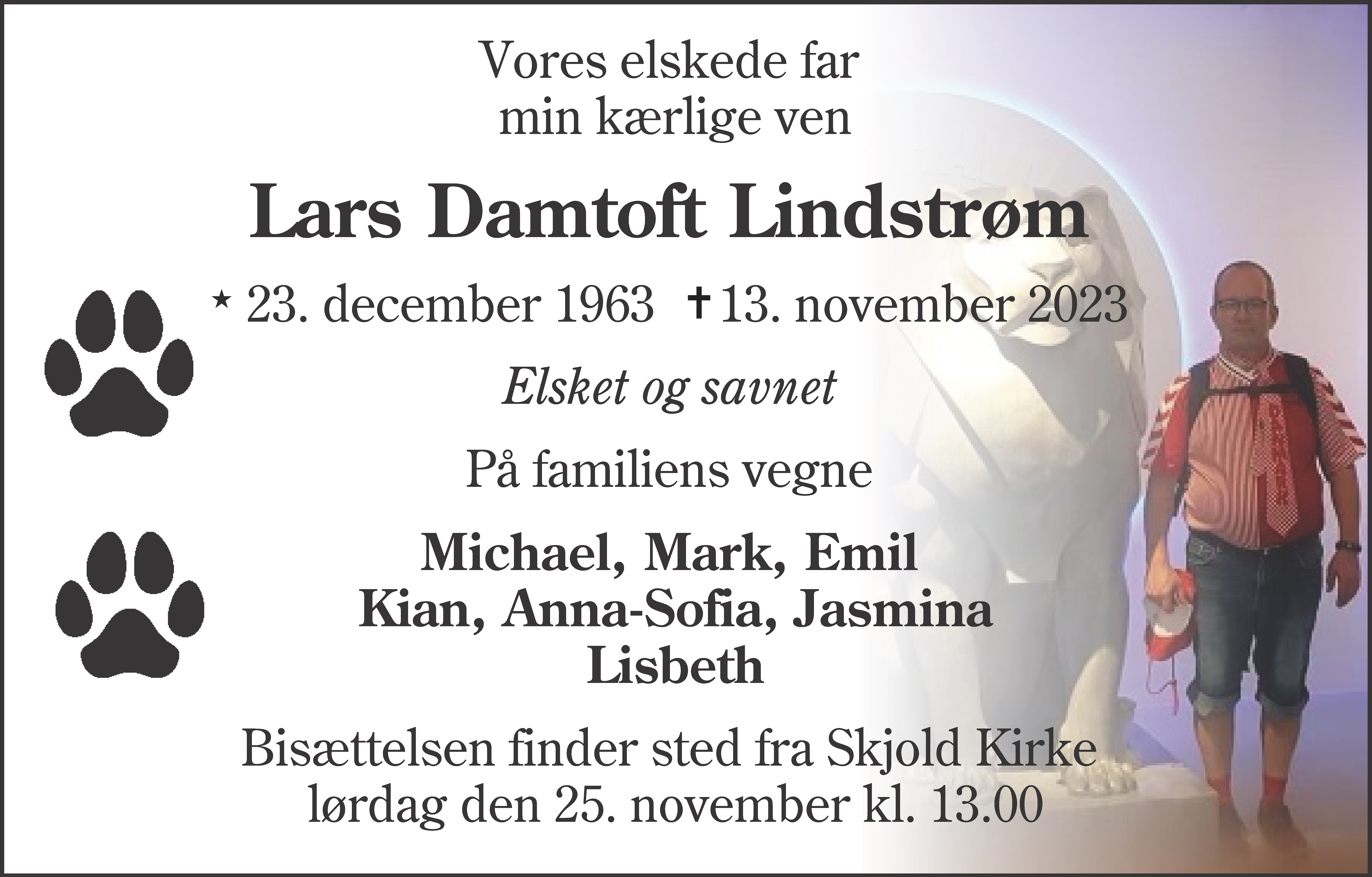 Dødsannonce for Lars Damtoft Lindstrøm