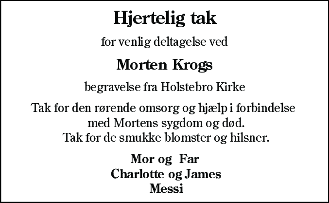 Dødsannonce for Morten Krog