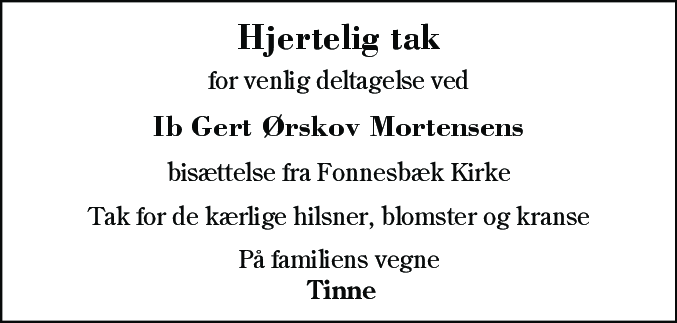 Dødsannonce for Ib Gert Ørskov Mortensen