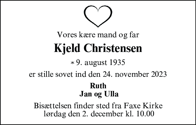 Dødsannonce for Jens Kjeld Christensen