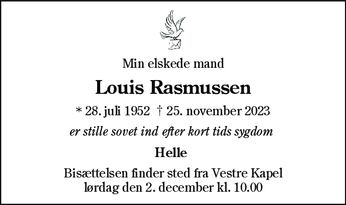 Dødsannonce for Louis Rasmussen