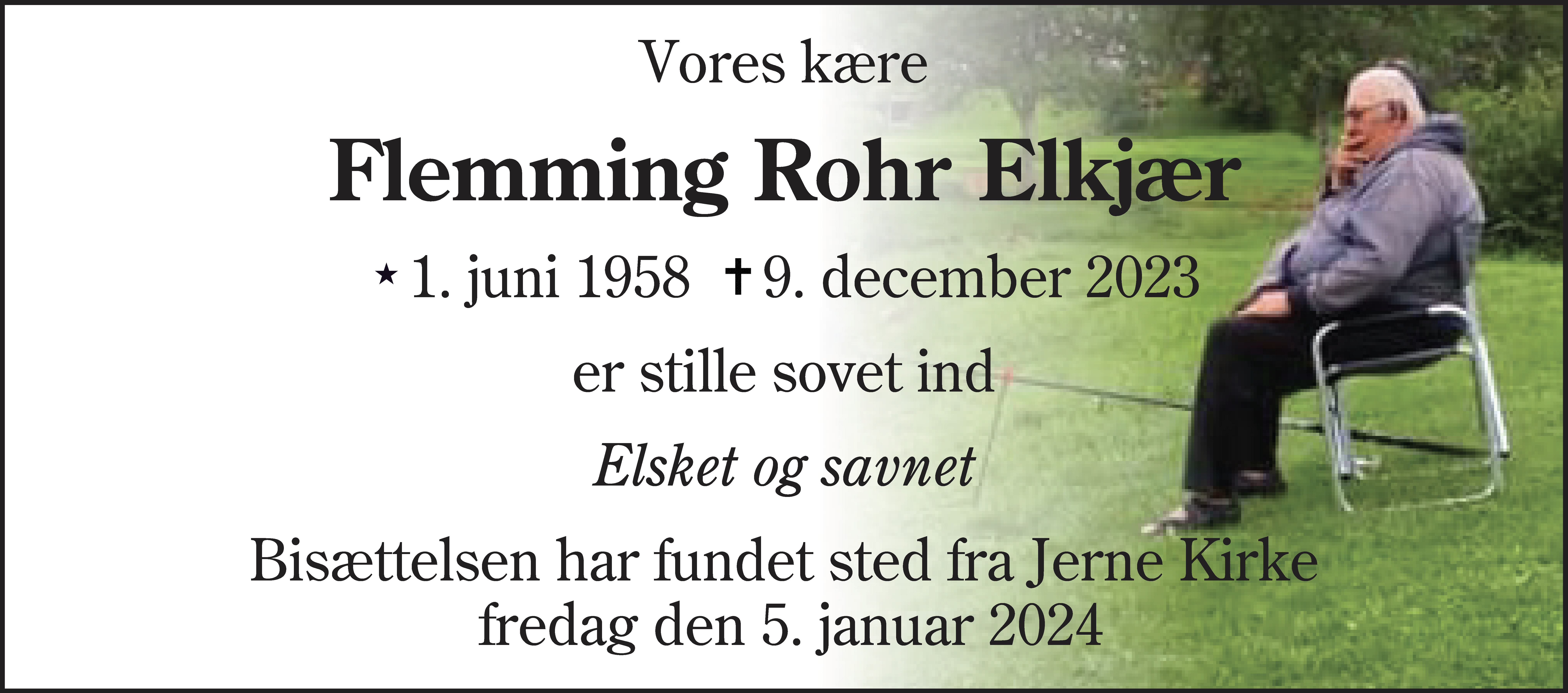 Dødsannonce for Flemming Rohr Elkjær