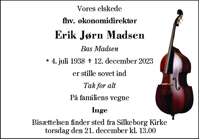 Dødsannonce for Erik Jørn Madsen