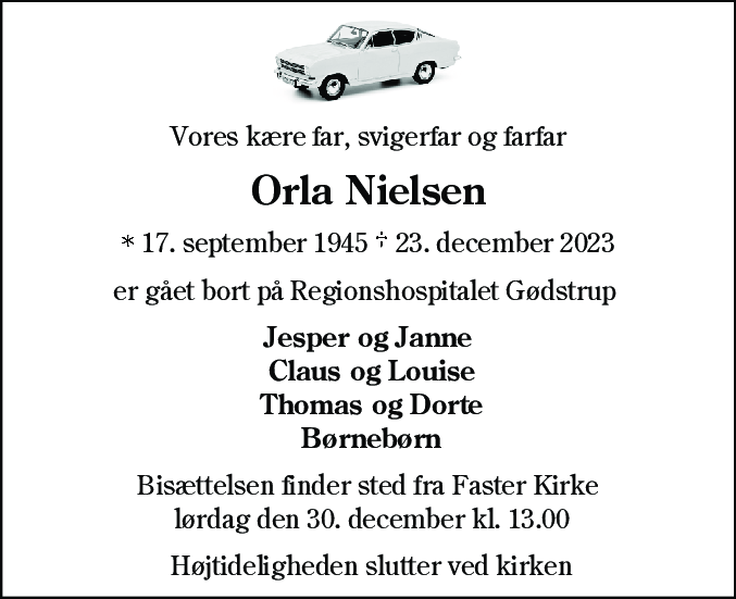 Dødsannonce for Orla Nielsen