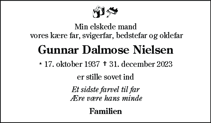 Dødsannonce for Gunnar Dalmose Nielsen